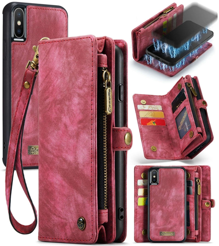 適用於iPhone XS Max CaseMe-008 可拆卸多功能左右開皮套帶支架&卡槽&拉鏈錢包&相框