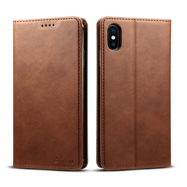Suteni 適用於iPhone XS Max 小牛紋左右翻蓋皮套，帶支架&卡槽&錢包