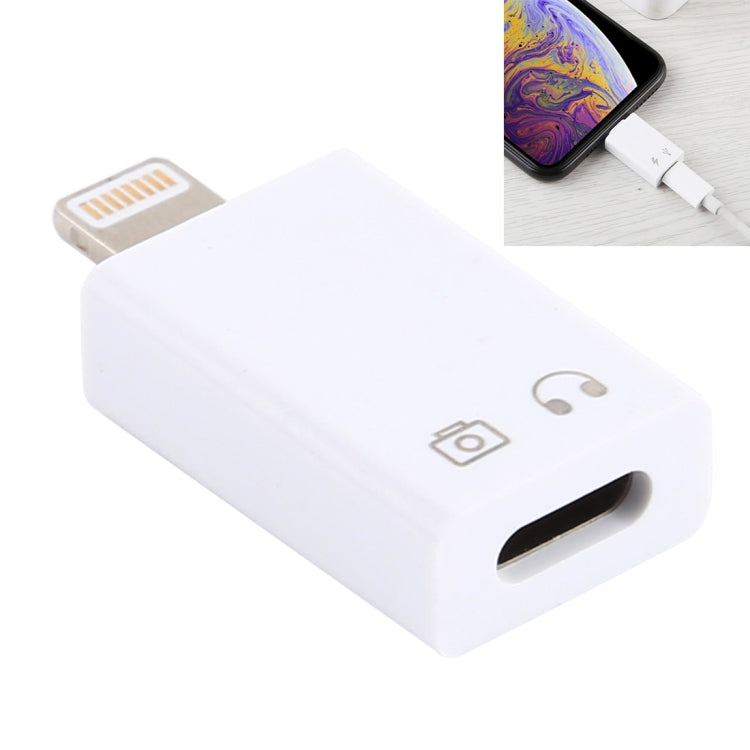 8 Pin公頭轉Type-C母頭 充電聽歌音頻適配器耳機轉接頭，支持數據傳輸&拍照