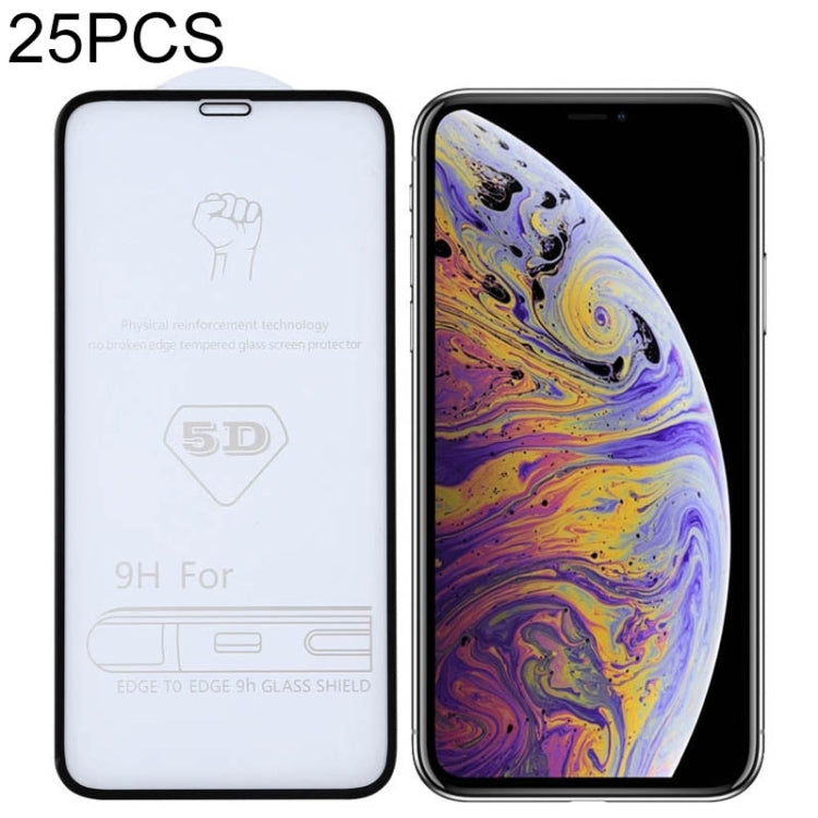 25片裝 適用於iPhone XS Max 9H 5D全屏全膠大弧邊鋼化貼膜
