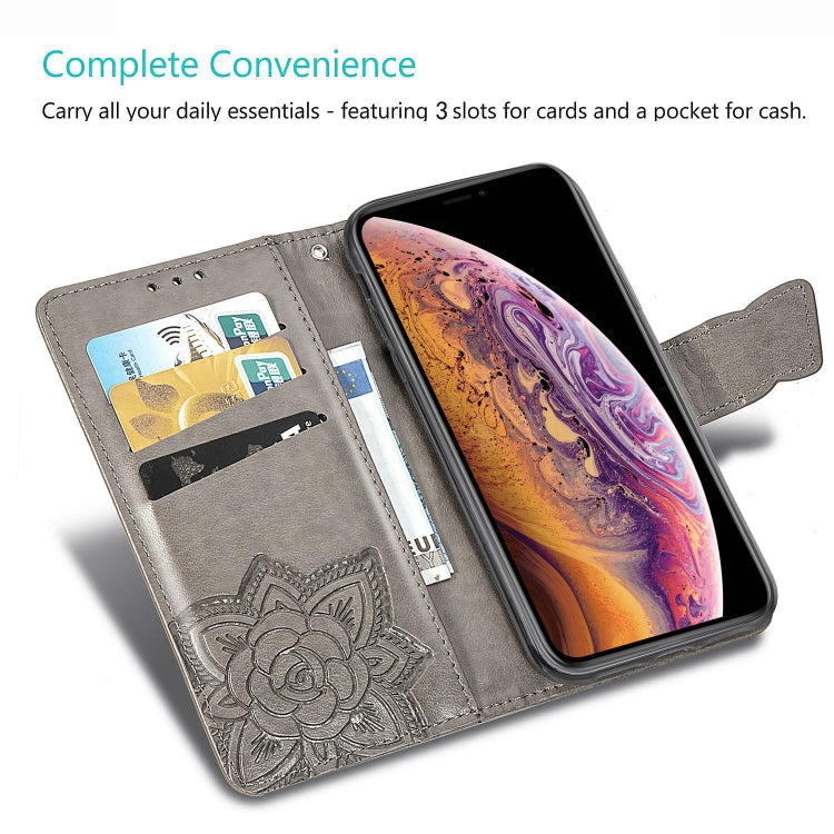適用於蘋果 iPhone XS Max 蝶戀花圖案壓花左右開皮套 帶支架&卡槽&錢包&手繩