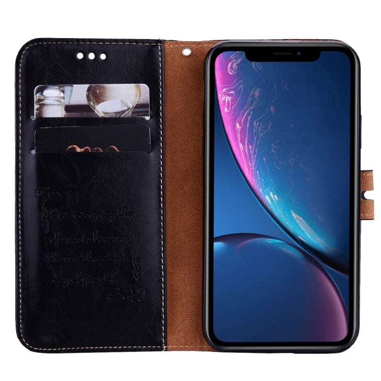 適用於iPhone XR 男女商務款油蠟紋左右翻蓋皮套 帶支架&卡槽&錢包