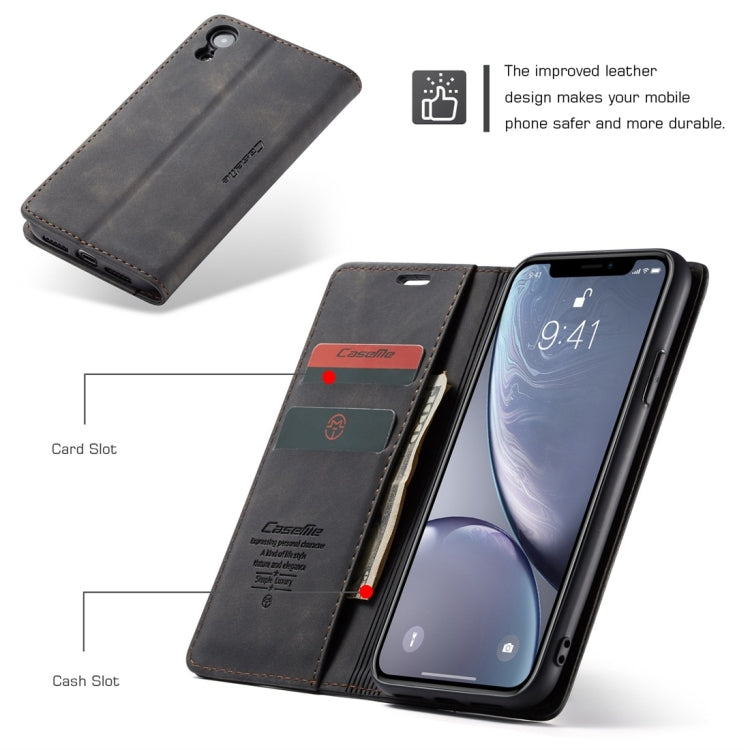 CaseMe-013 適用於iPhone XR 多功能復古磨砂左右開皮套，帶支架&卡槽&錢包