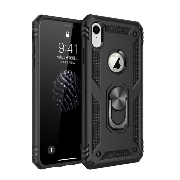 適用於iPhone XR TPU + PC軍士盔甲防摔保護殼，帶360度旋轉支架