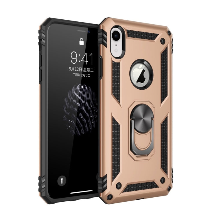 適用於iPhone XR TPU + PC軍士盔甲防摔保護殼，帶360度旋轉支架