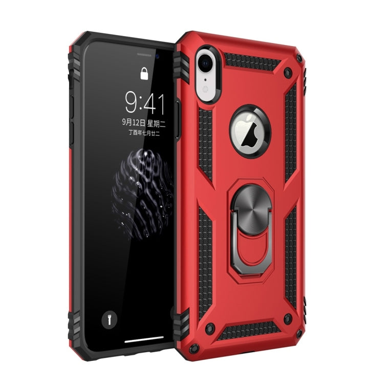 適用於iPhone XR TPU + PC軍士盔甲防摔保護殼，帶360度旋轉支架