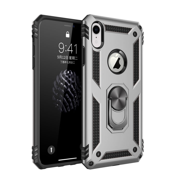 適用於iPhone XR TPU + PC軍士盔甲防摔保護殼，帶360度旋轉支架