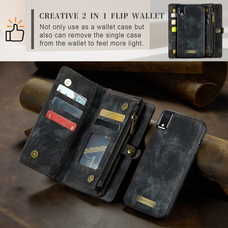 適用於iPhone XR CaseMe-008 可拆卸多功能左右開皮套帶支架&卡槽&拉鏈錢包&相框