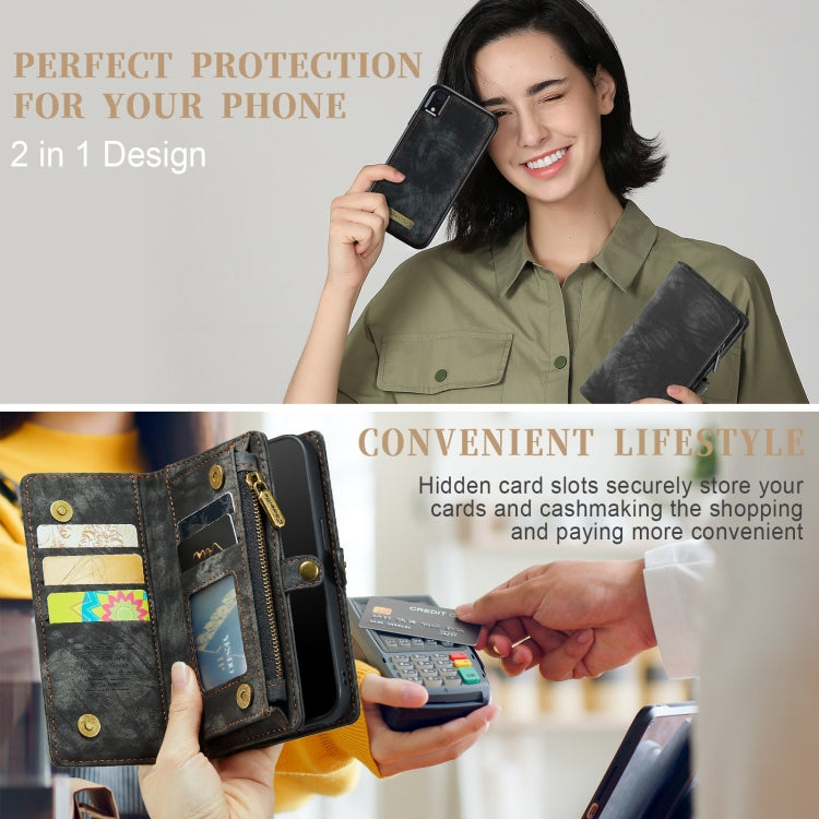適用於iPhone XR CaseMe-008 可拆卸多功能左右開皮套帶支架&卡槽&拉鏈錢包&相框