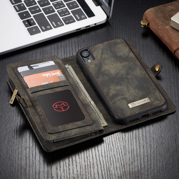 適用於iPhone XR CaseMe-008 可拆卸多功能左右開皮套帶支架&卡槽&拉鏈錢包&相框
