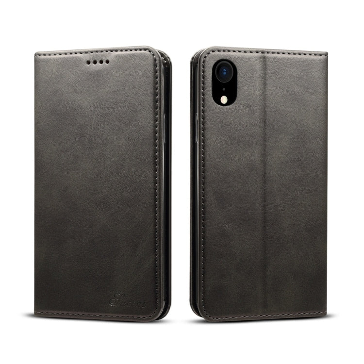 Suteni 適用於iPhone XR 小牛紋左右翻蓋皮套，帶支架&卡槽&錢包