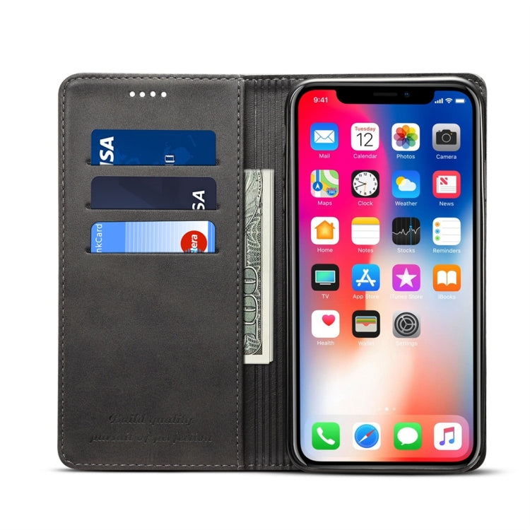 Suteni 適用於iPhone XR 小牛紋左右翻蓋皮套，帶支架&卡槽&錢包