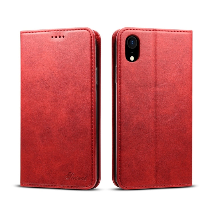 Suteni 適用於iPhone XR 小牛紋左右翻蓋皮套，帶支架&卡槽&錢包