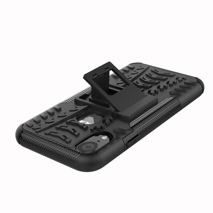 適用於iPhone XR  炫彩輪胎紋TPU+PC防摔手機保護殼 帶支架
