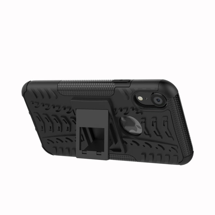 適用於iPhone XR  炫彩輪胎紋TPU+PC防摔手機保護殼 帶支架
