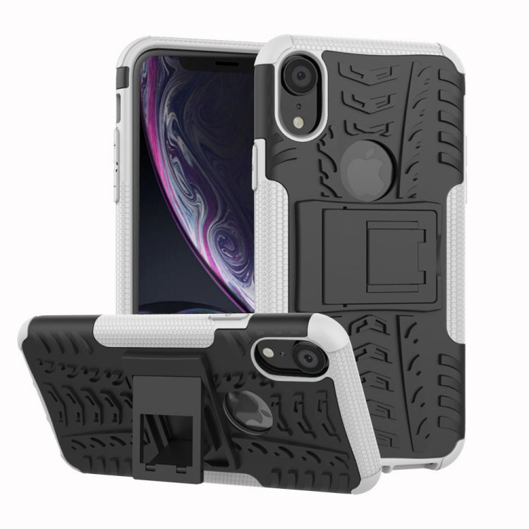 適用於iPhone XR  炫彩輪胎紋TPU+PC防摔手機保護殼 帶支架