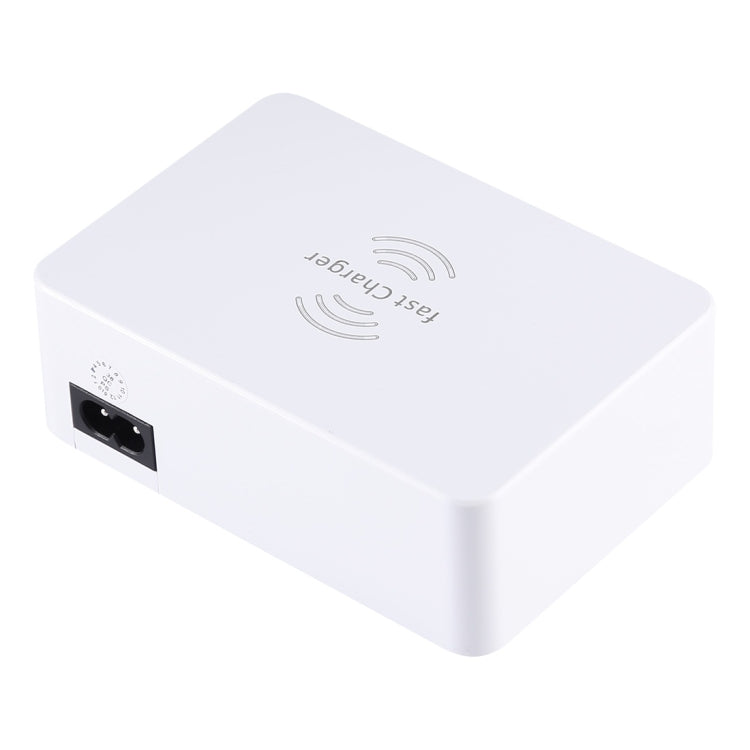 WLX-818F 6合一 10W QC3.0無線充+Type-C+4 USB端口充電器帶智能LCD显示屏，歐規/澳規