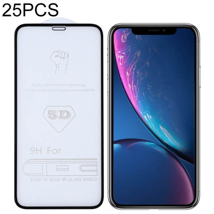 25片裝 適用於iPhone XR 9H 5D全屏全膠大弧邊鋼化貼膜
