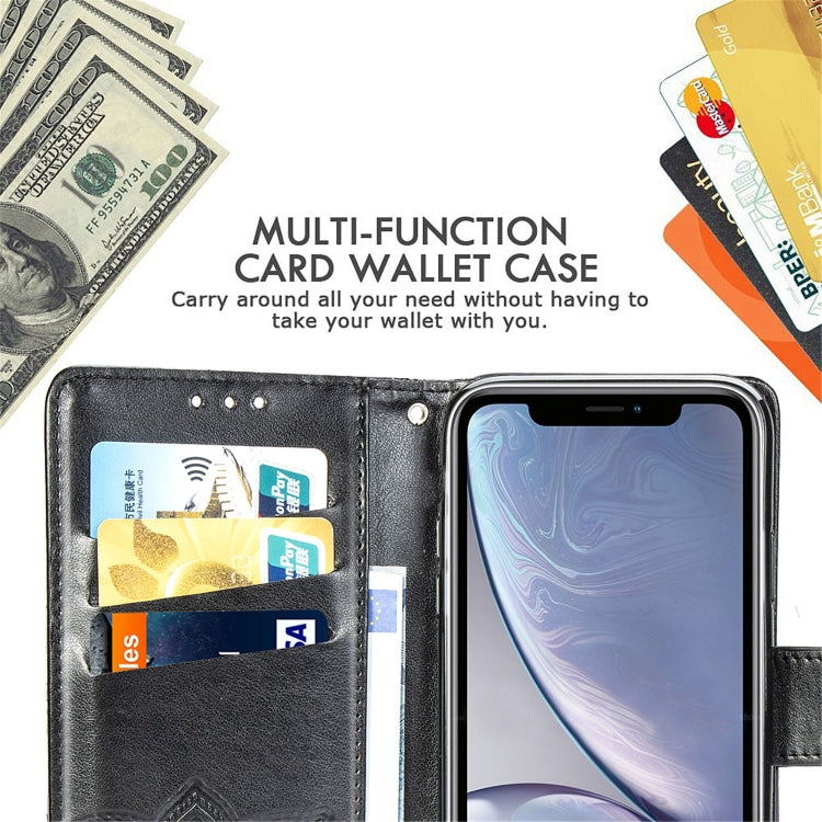 適用於蘋果 iPhone XR 蝶戀花圖案壓花左右開皮套 帶支架&卡槽&錢包&手繩