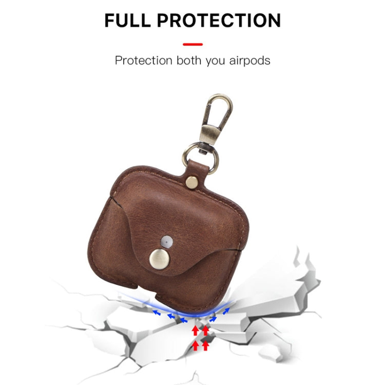 CF1108 適用於AirPods Pro 瘋馬紋耳機保護皮套帶掛鈎