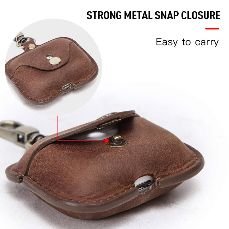 CF1108 適用於AirPods Pro 瘋馬紋耳機保護皮套帶掛鈎 , For AirPods Pro