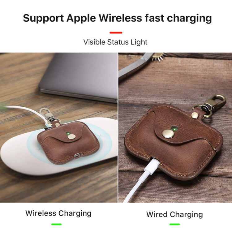CF1108 適用於AirPods Pro 瘋馬紋耳機保護皮套帶掛鈎