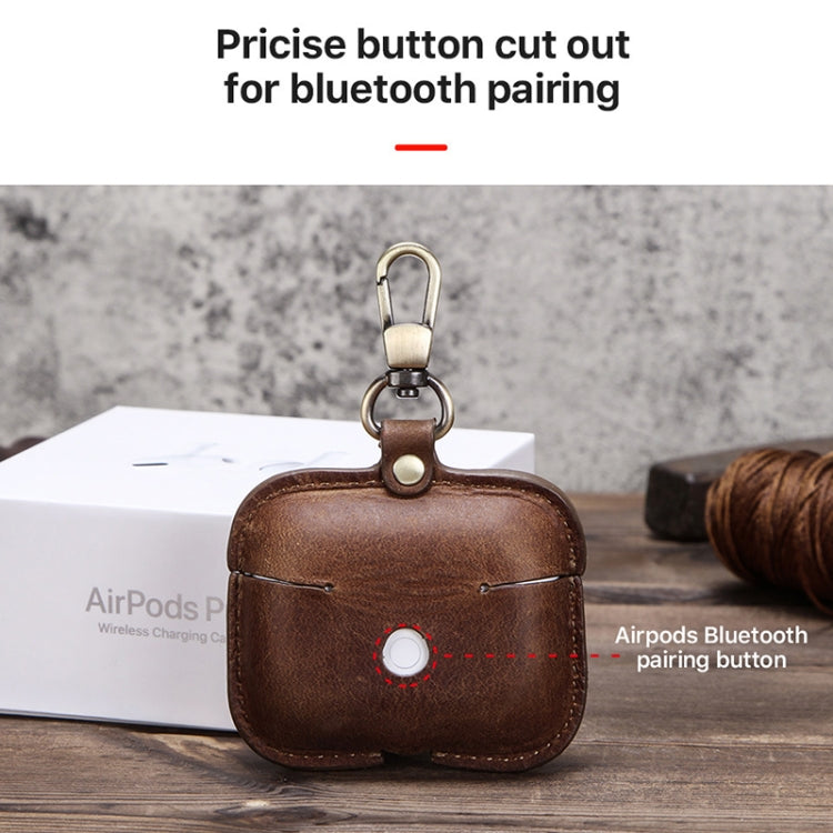 CF1108 適用於AirPods Pro 瘋馬紋耳機保護皮套帶掛鈎