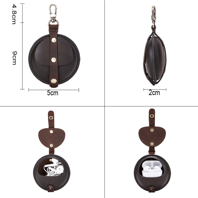 CF1042B 適用於AirPods Pro 瘋馬紋便捷式多功能耳機保護皮套帶掛鈎 , For AirPods Pro Multifunction, For AirPods Pro Convenient