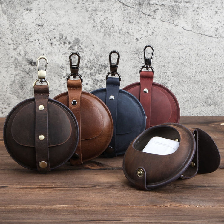 CF1042B 適用於AirPods Pro 瘋馬紋便捷式多功能耳機保護皮套帶掛鈎 , For AirPods Pro Multifunction, For AirPods Pro Convenient