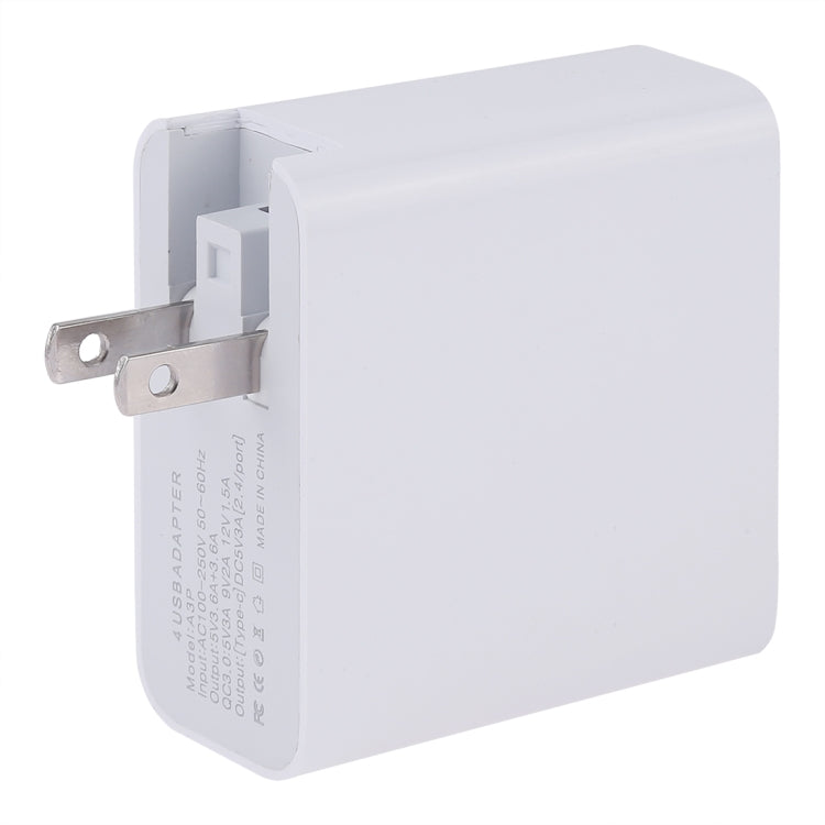 A3P 3A Type-C+QC 3.0+雙USB 4端口壁式旅行充電器 美規