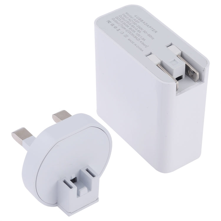 A3P 3A Type-C+QC 3.0+雙USB 4端口壁式旅行充電器 英規