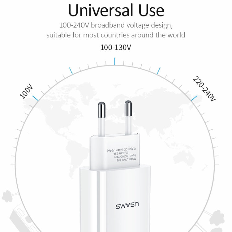 USAMS US-CC075 T18 2.1A 單USB旅行充電器 歐規