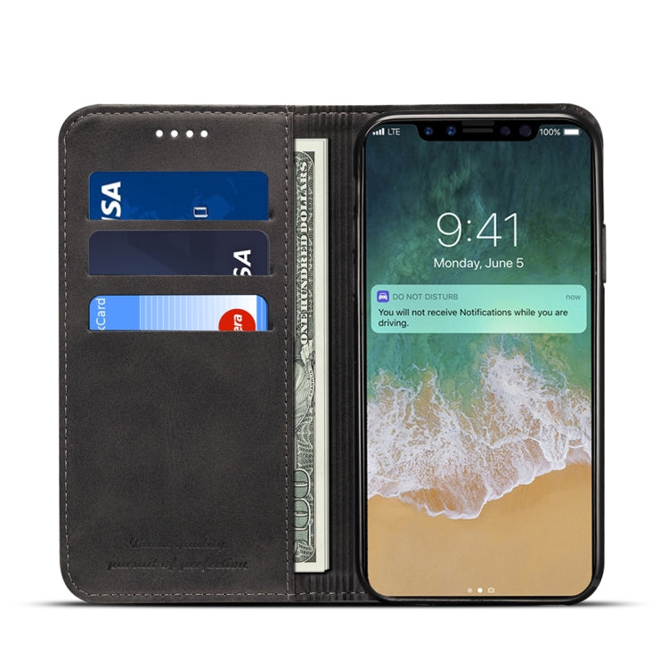 Suteni 適用於iPhone X / XS 小牛紋左右翻蓋皮套，帶支架&卡槽&錢包