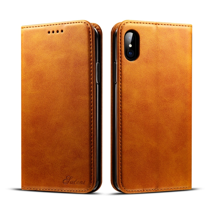 Suteni 適用於iPhone X / XS 小牛紋左右翻蓋皮套，帶支架&卡槽&錢包