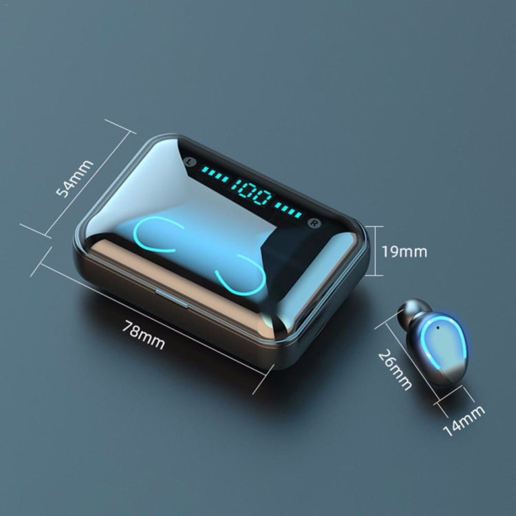 F9-5 智能降噪觸控藍牙耳機帶充電盒，支持三屏LED電量显示&高清通話&充電寶&Siri