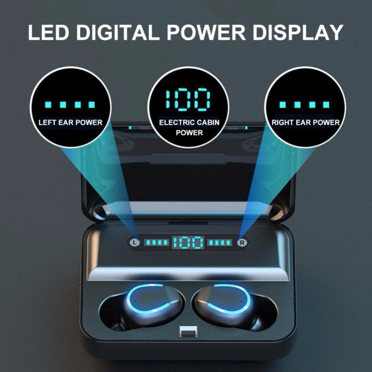 F9-5 智能降噪觸控藍牙耳機帶充電盒，支持三屏LED電量显示&高清通話&充電寶&Siri