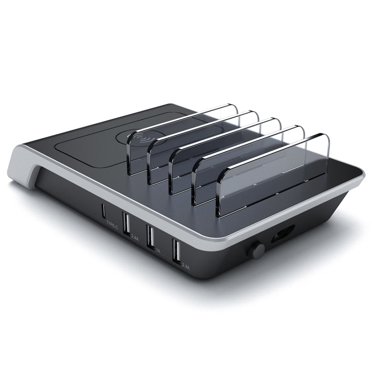 UD09 4 USB Ports Qi Standard Wireless Charger Phone Desktop Stand Holder, AU Plug