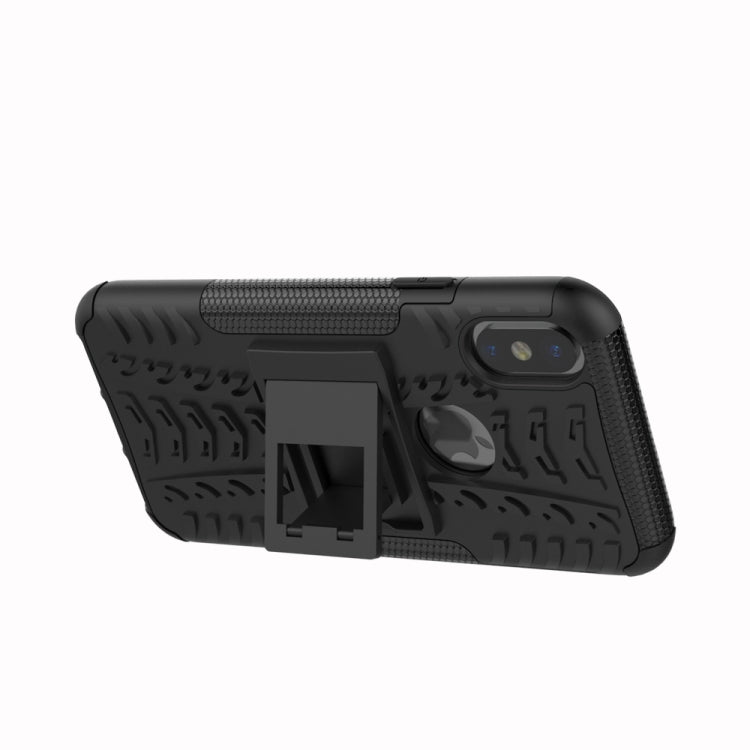 適用於iPhone X / XS  炫彩輪胎紋TPU+PC防摔手機保護殼 帶支架