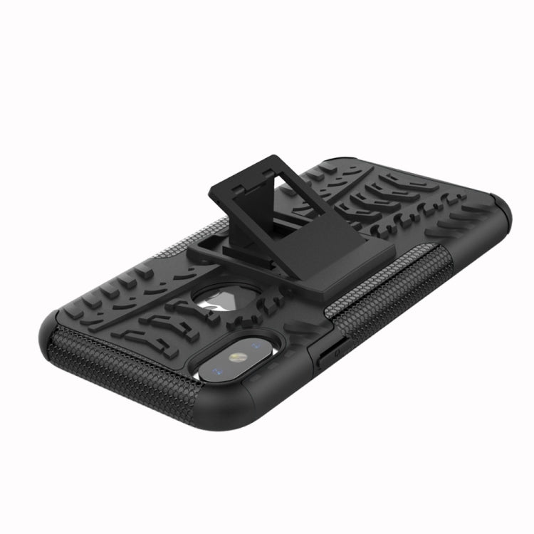 適用於iPhone X / XS  炫彩輪胎紋TPU+PC防摔手機保護殼 帶支架