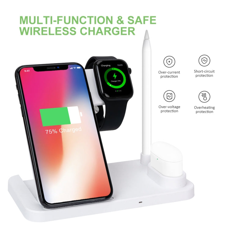 W30 QI 立式無線充電器帶可調節手機支架，適用於手機&蘋果手錶&AirPods&Apple Pencil