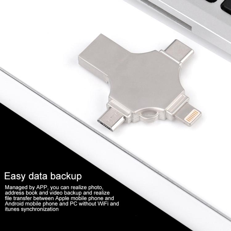 十字架 4合一 64GB 8 Pin + Mirco USB + Type-C + USB 3.0 金屬U盤