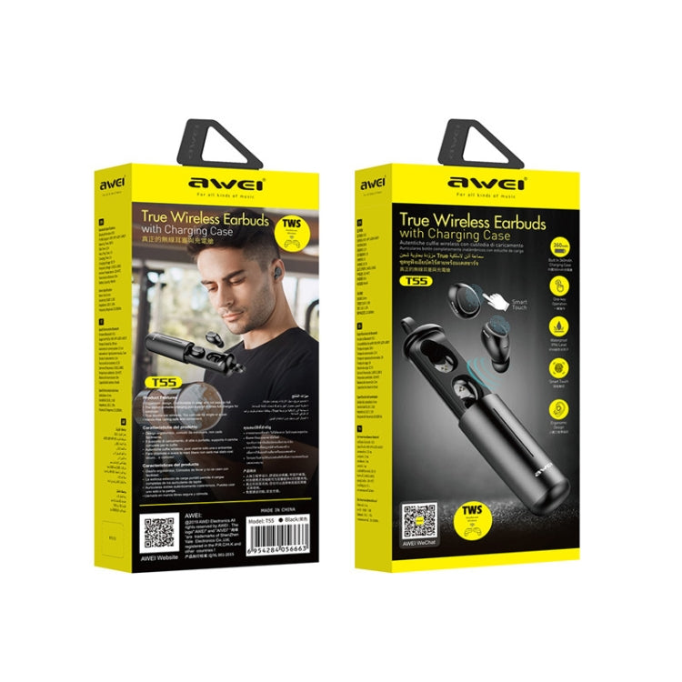 awei T55 TWS V5.0運動藍牙耳機 帶便攜式充電倉
