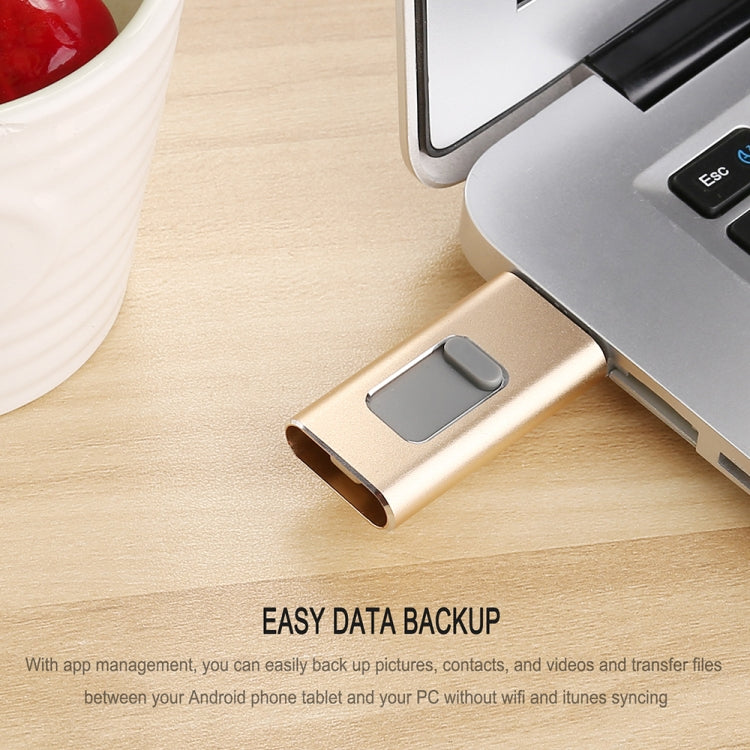 Richwell 3合一 32G Type-C + 8 Pin + USB 3.0 金屬可推拉式適用於蘋果U盤帶OTG功能