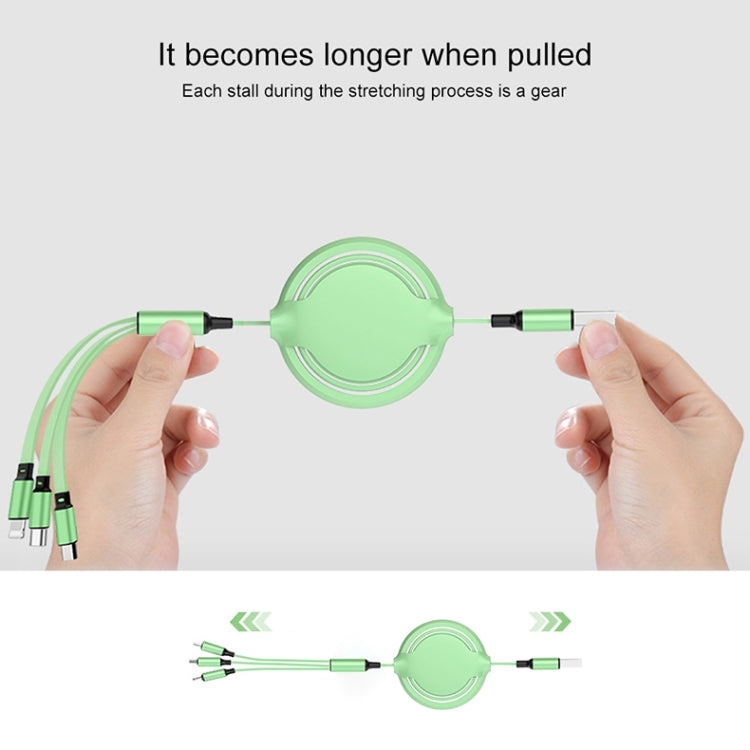 3.5A Type-C+8Pin+Micro USB 液態硅膠 一拖三伸縮數據線