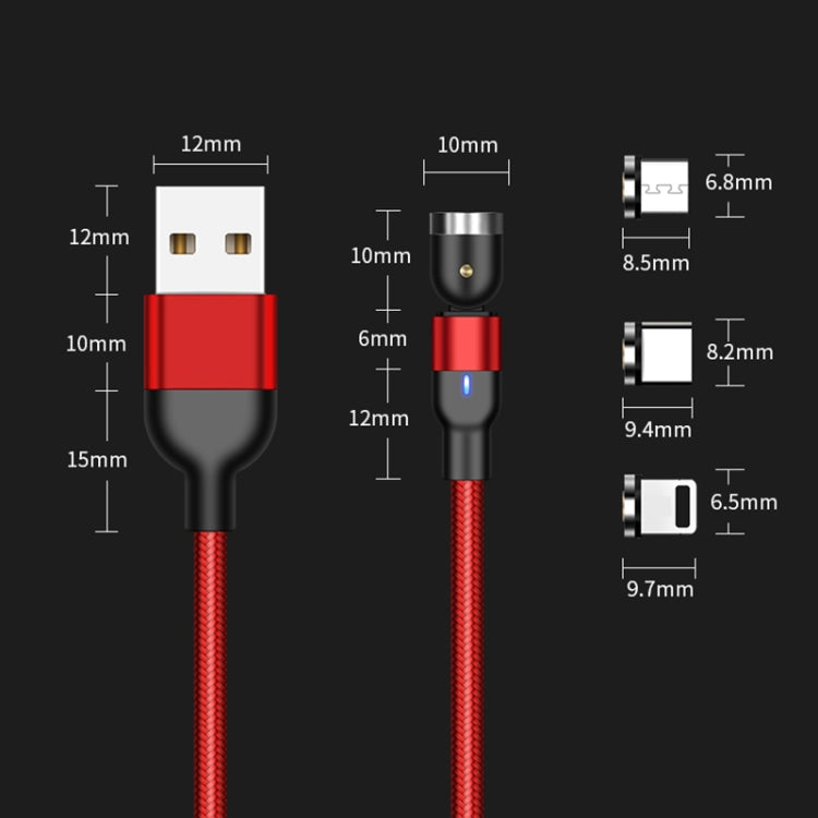 1m 2A USB 轉 8 Pin + USB-C / Type-C + Micro USB 尼龍編織三合一可旋轉彎折磁吸線