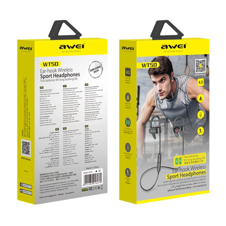 awei WT50 IPX4級防水掛耳式無線藍牙耳機帶麥克風