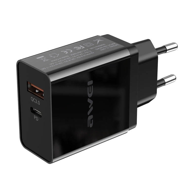 awei C-980 18W PD USB-C + QC 3.0 USB接口 快速充電旅行充，歐規