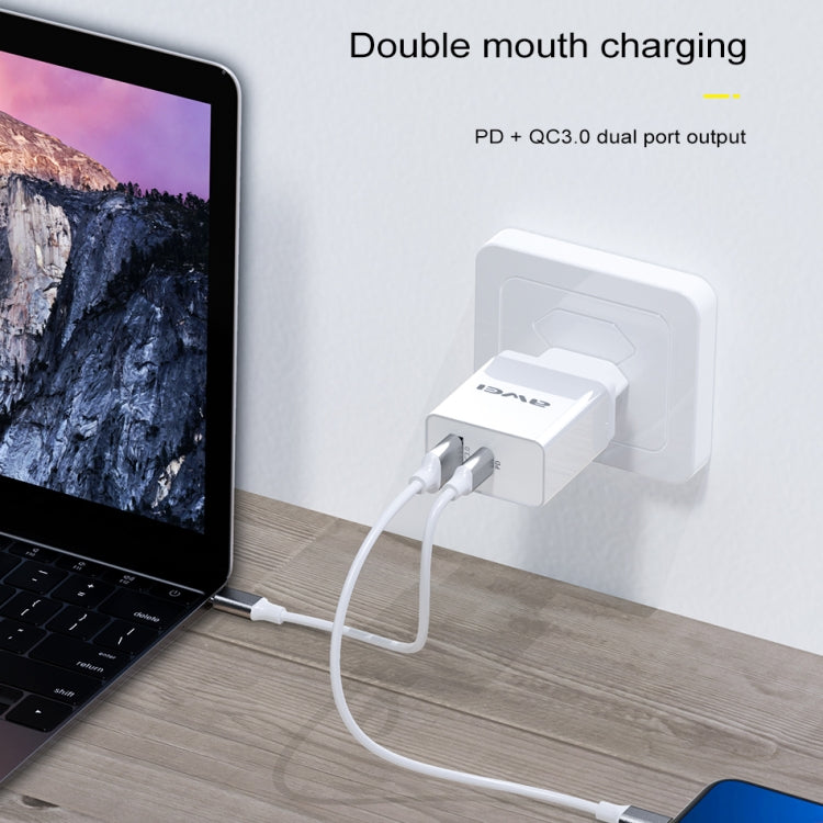 awei C-980 18W PD USB-C + QC 3.0 USB接口 快速充電旅行充，歐規