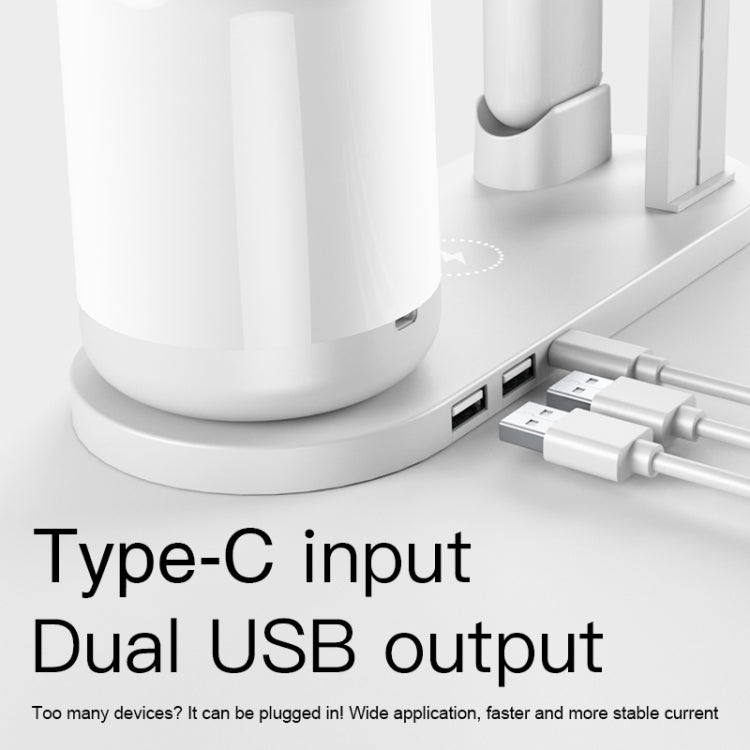 WS6 10W 2個USB接口+1個Type-C接口多功能檯燈+Qi 無線充電器