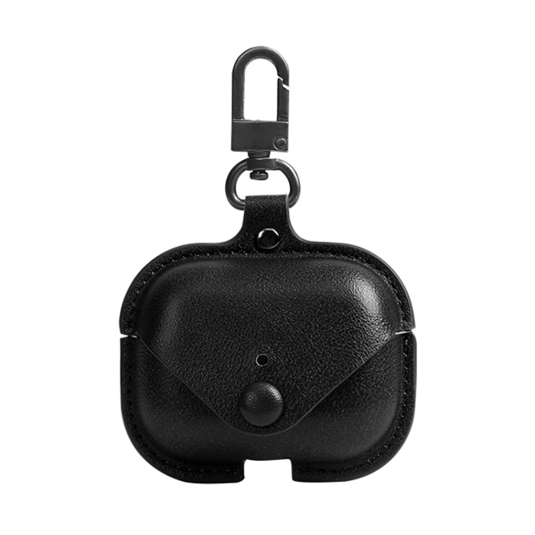 適用於AirPods Pro 荔枝紋PU皮耳機保護套帶掛鈎